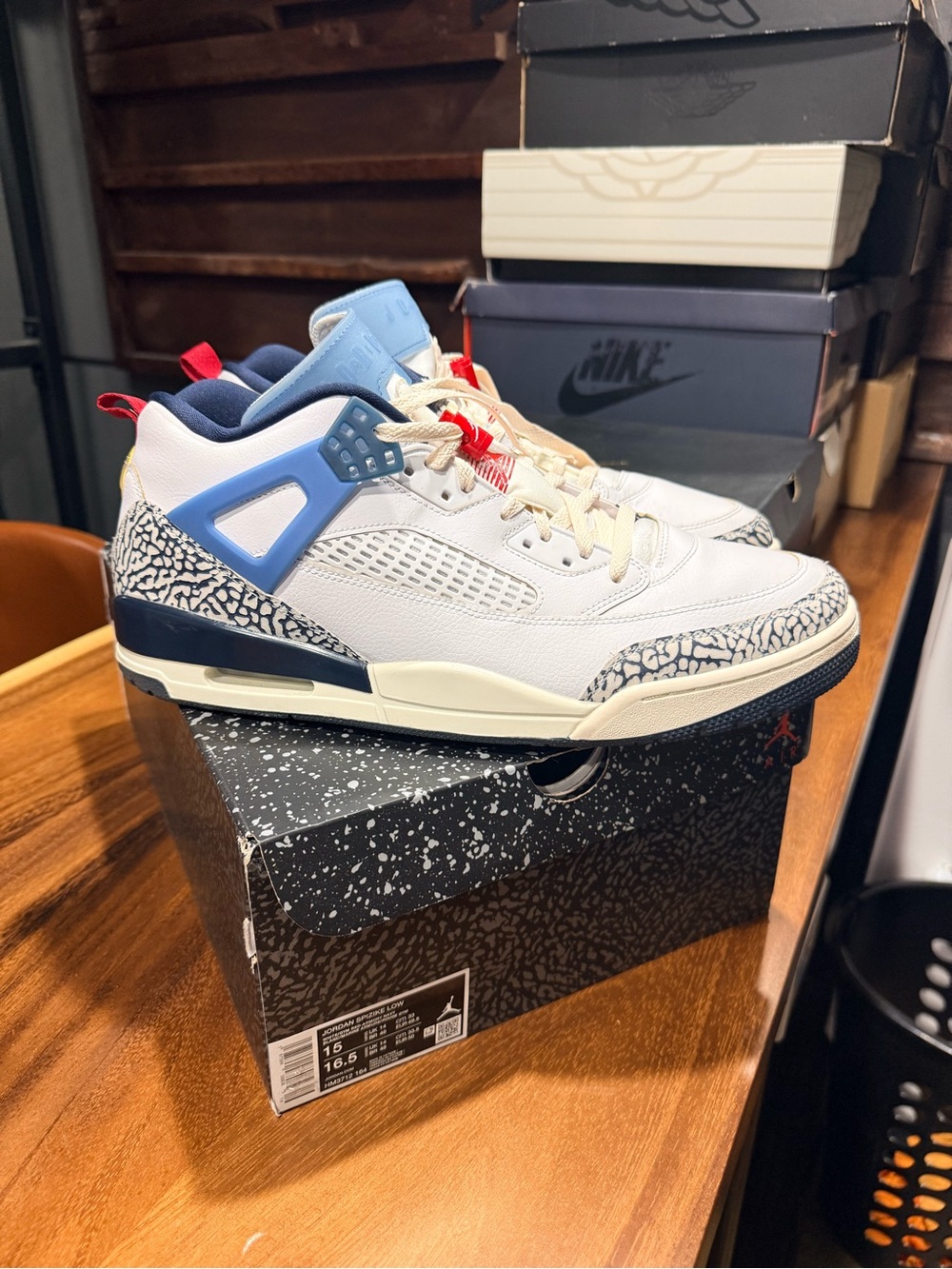 Jordan Spizike Men’s White, Blue & Red Retro Sneakers